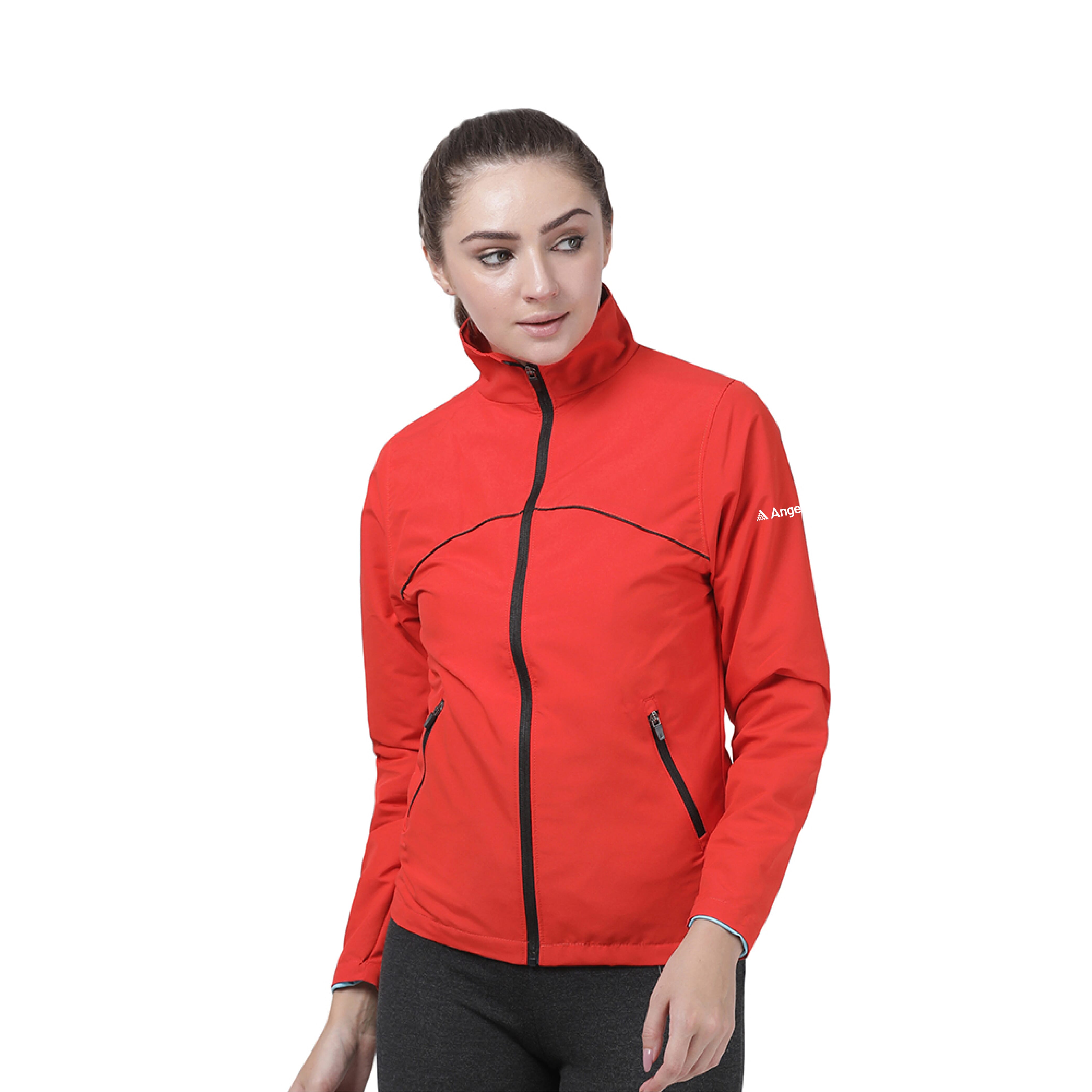 Plutus Women Solid Polyester Sports Jacket - Orange